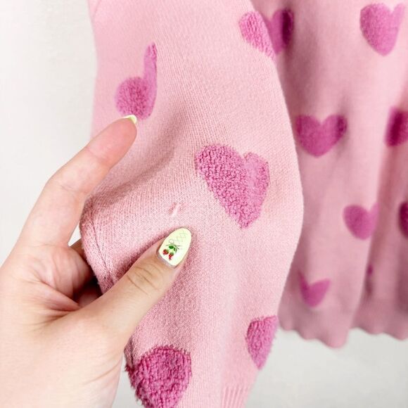 Pink Heart Knit Cardigan Sweater Rockabilly Retro Plus Size 1X - Picture 3 of 4